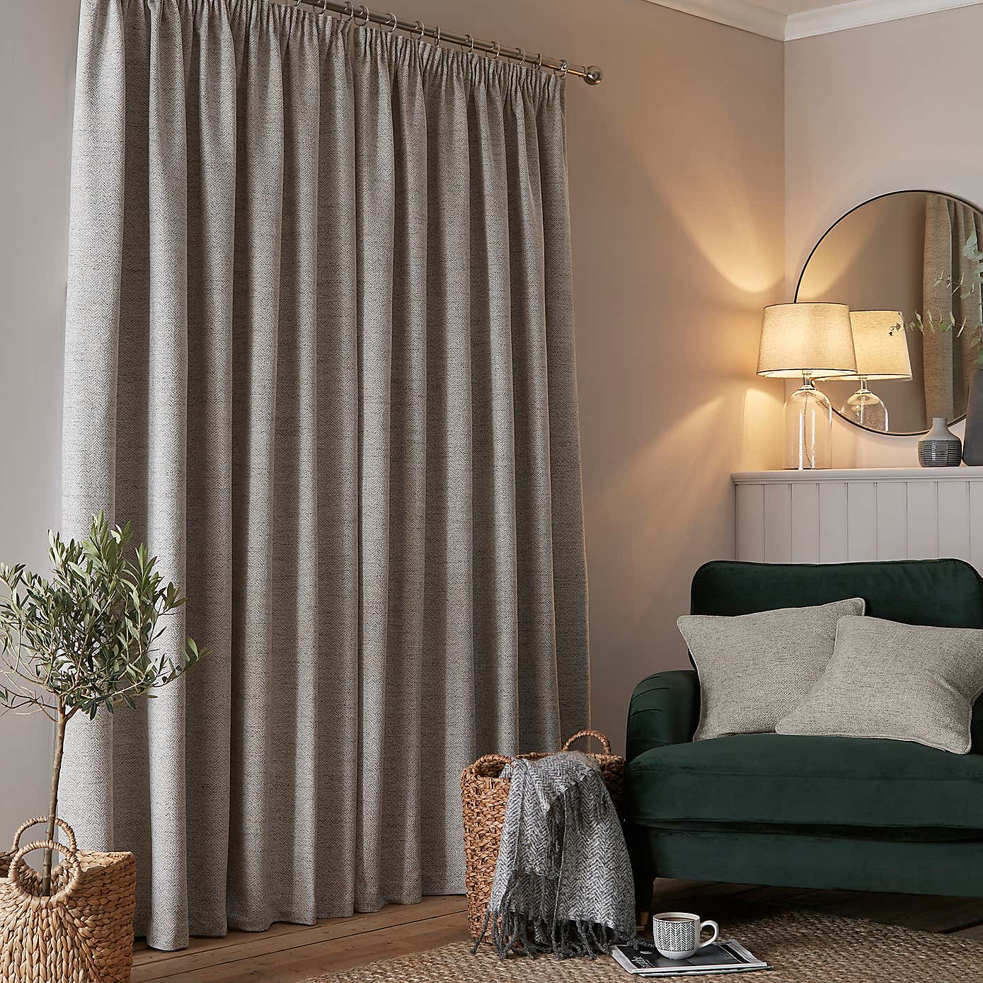 Churchgate Swithland Herringbone Pencil Pleat Curtains