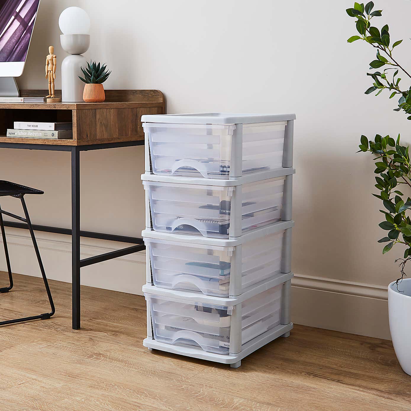 Plastic 4 Drawer Storage Tower Unit