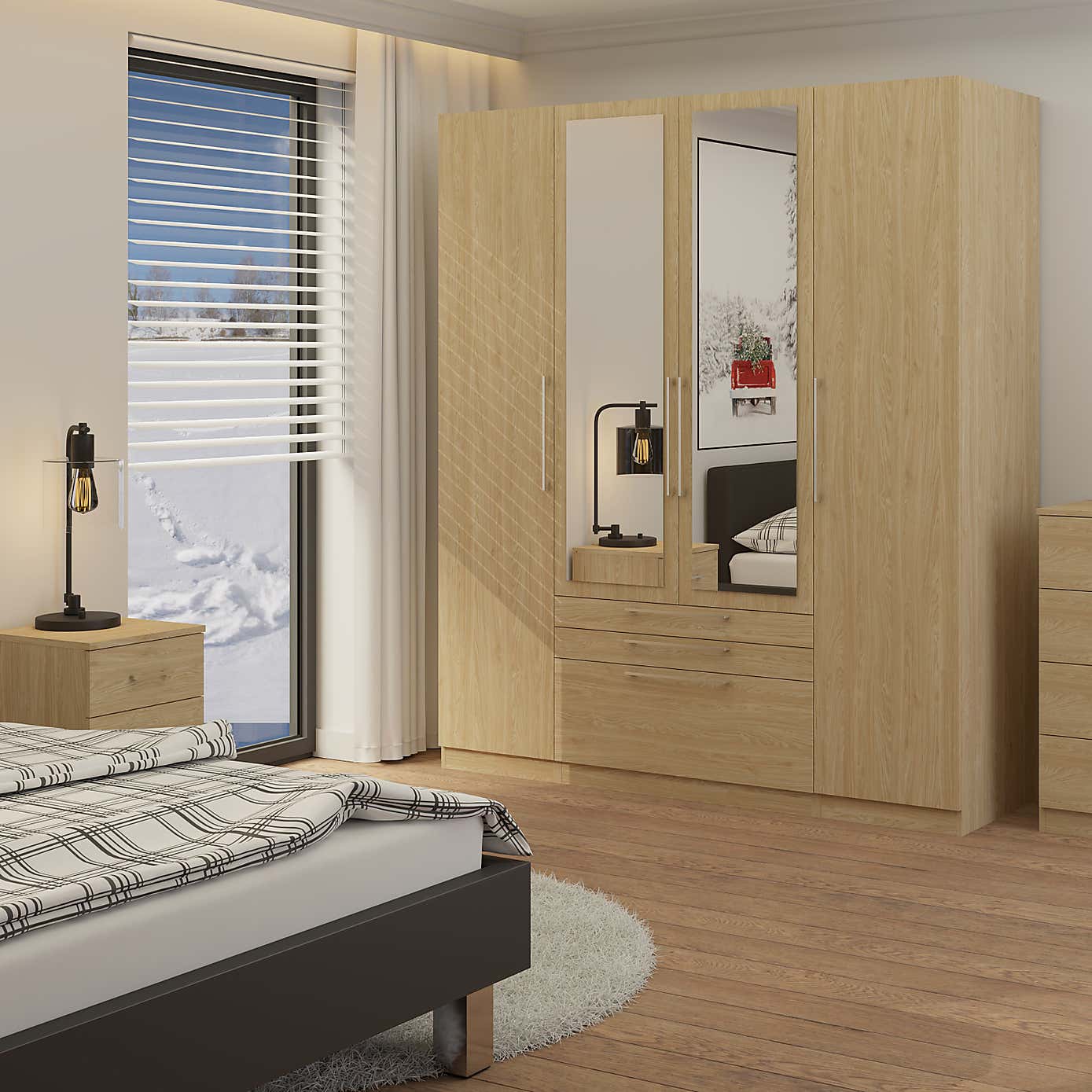 Foster 4 Door 3 Drawer Wardrobe