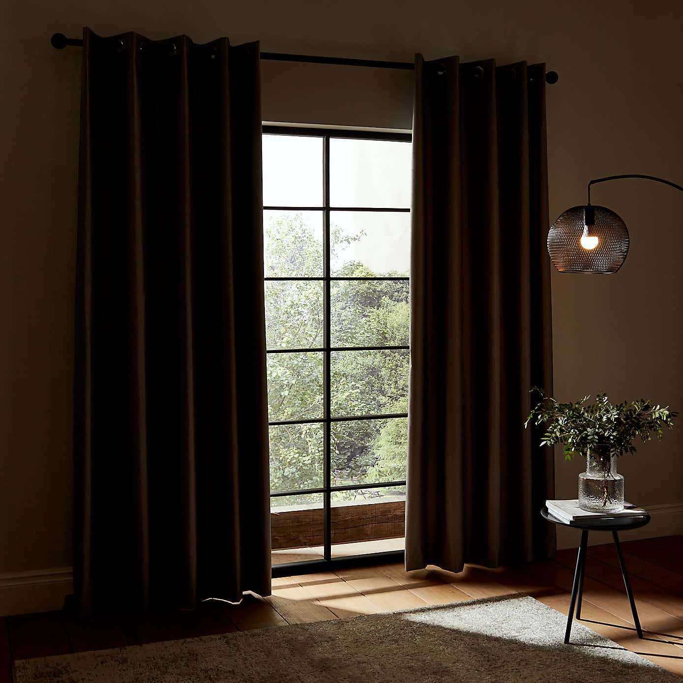 Catherine Lansfield Faux Silk Blackout Thermal Eyelet Curtains