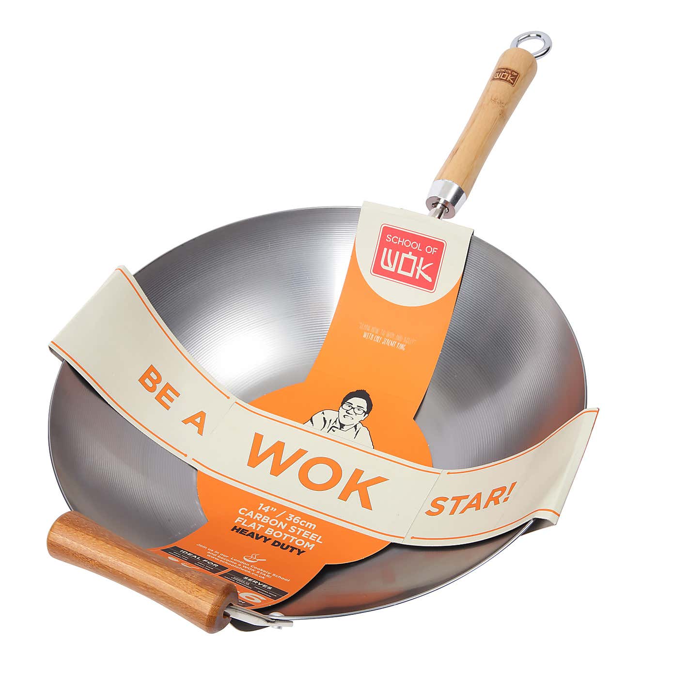 School of Wok 36cm Heavy Duty Carbon Steel Wok