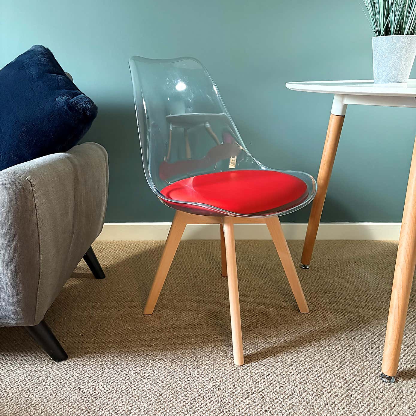 Fusion Living Soho Clear Plastic Dining Chair with Squared Legs