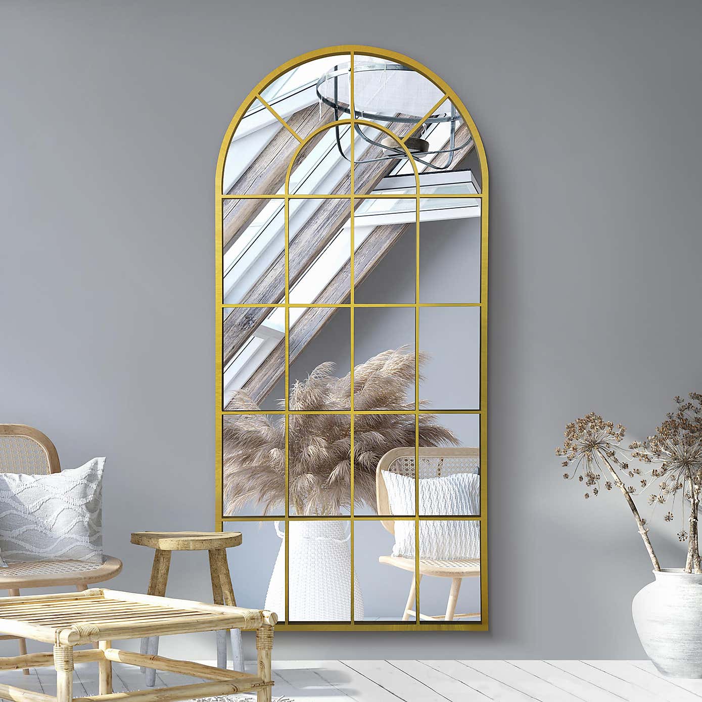 Arcus Window Antique Arched Indoor Outdoor Full Length Wall Mirror
