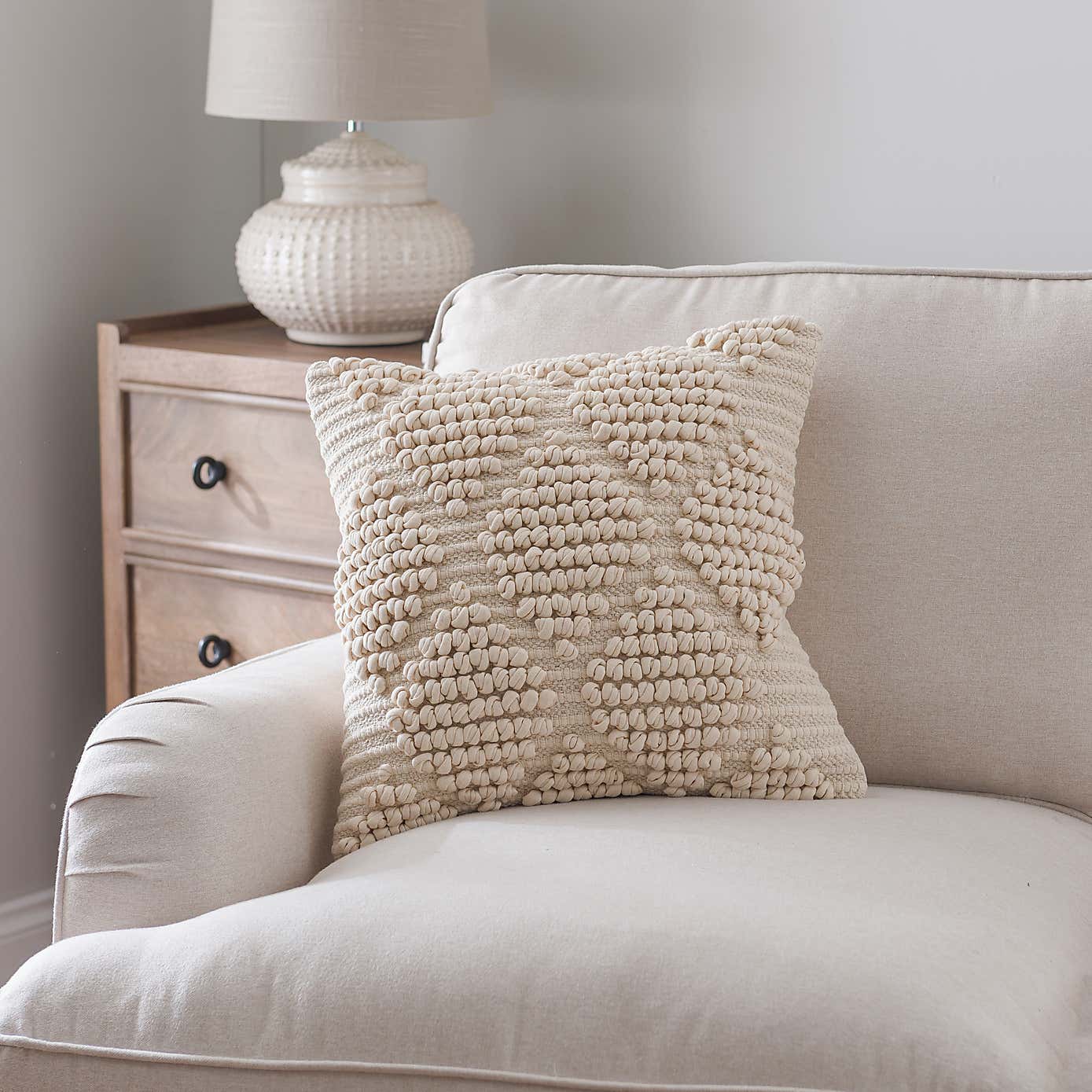 Jersey Bobble Diamond Square Cushion