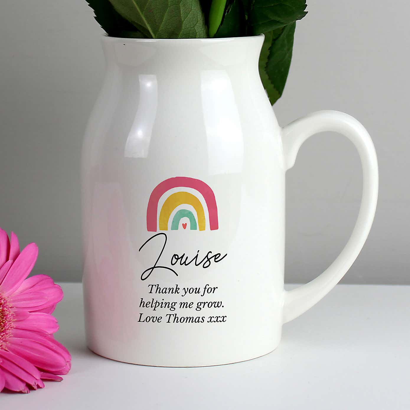 Personalised Rainbow Flower Jug Vase