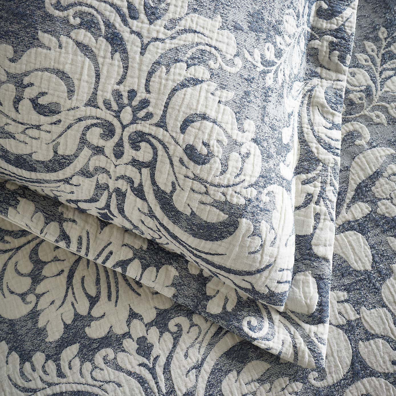 Rayna Damask Jacquard Blue Oxford Pillowcase