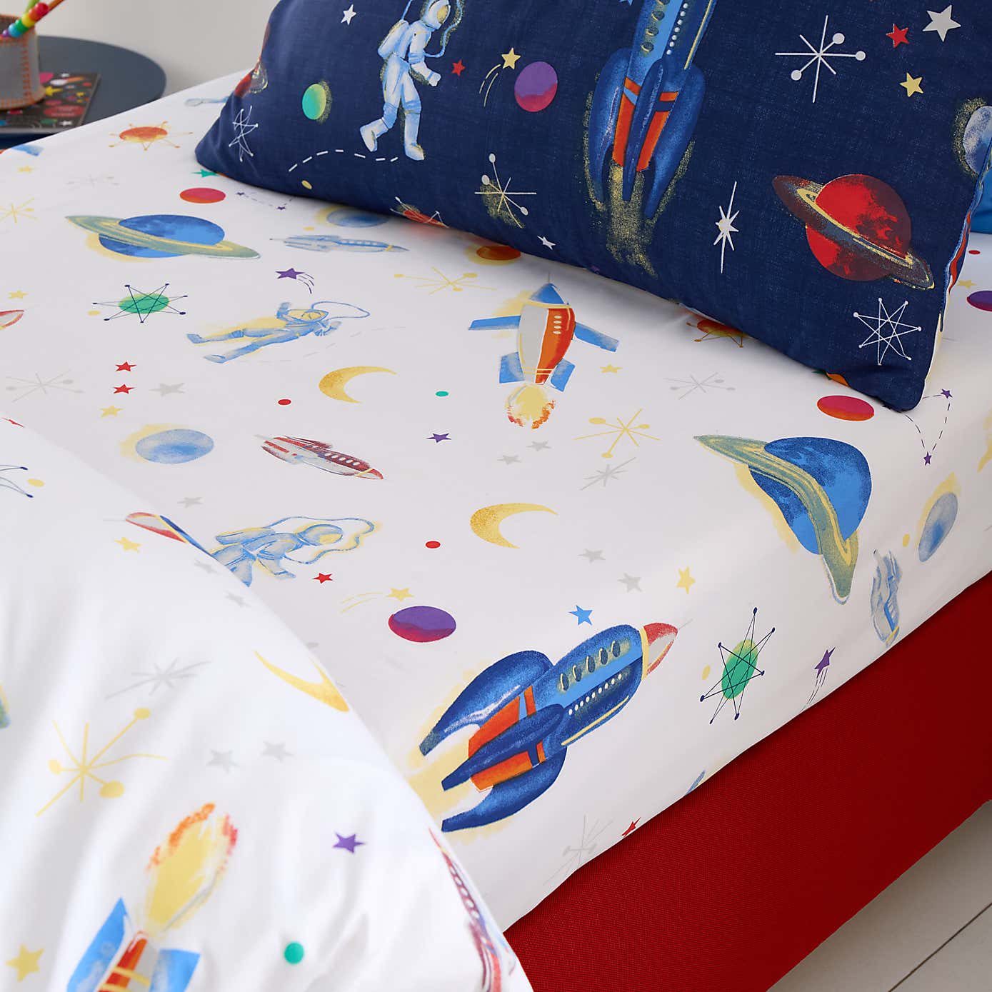 Set of 2 Space Cotton Fitted Sheets