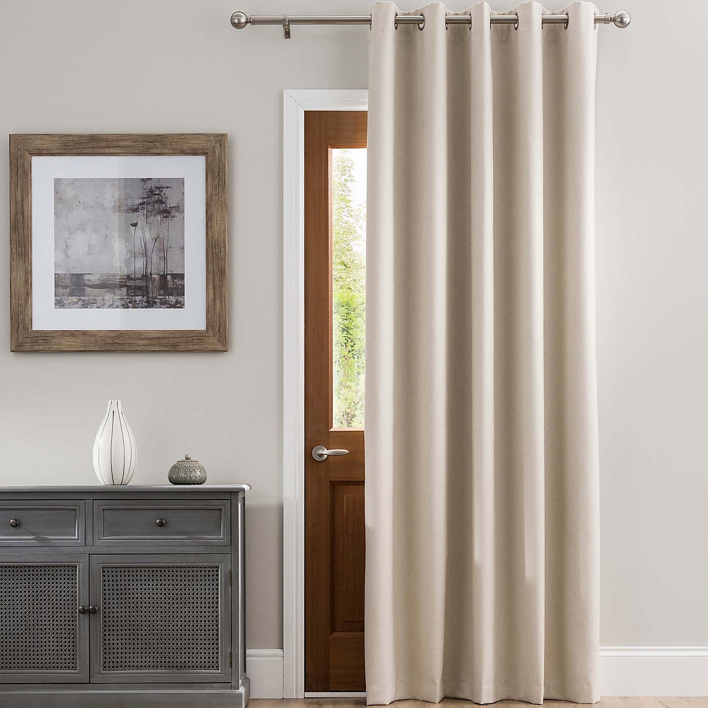 Luna Brushed Blackout Eyelet Door Curtain