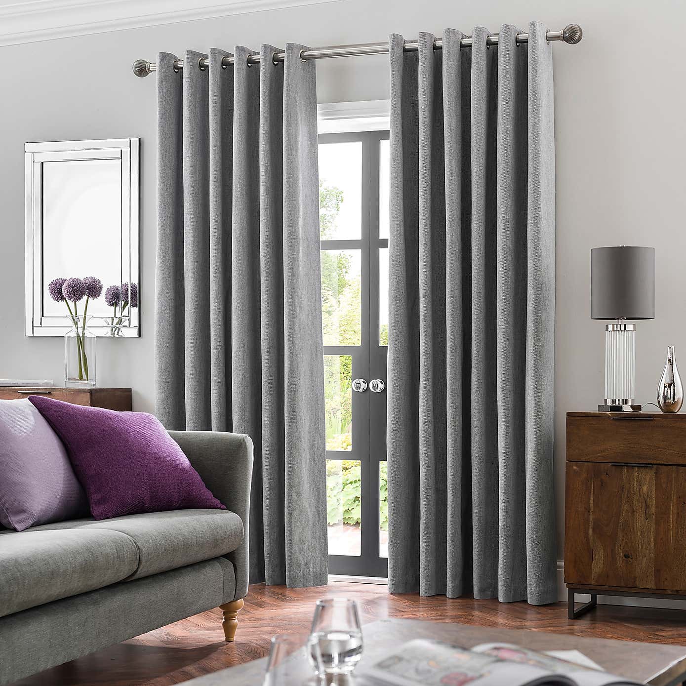 Oxford Chenille Eyelet Curtains