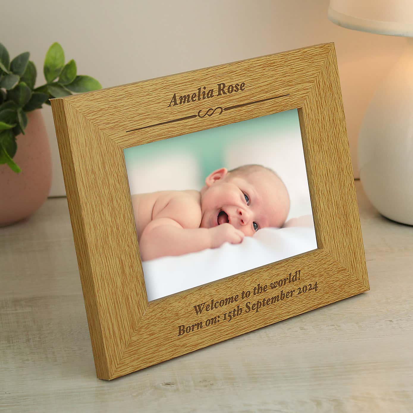 Personalised Formal Oak Effect Landscape Photo Frame