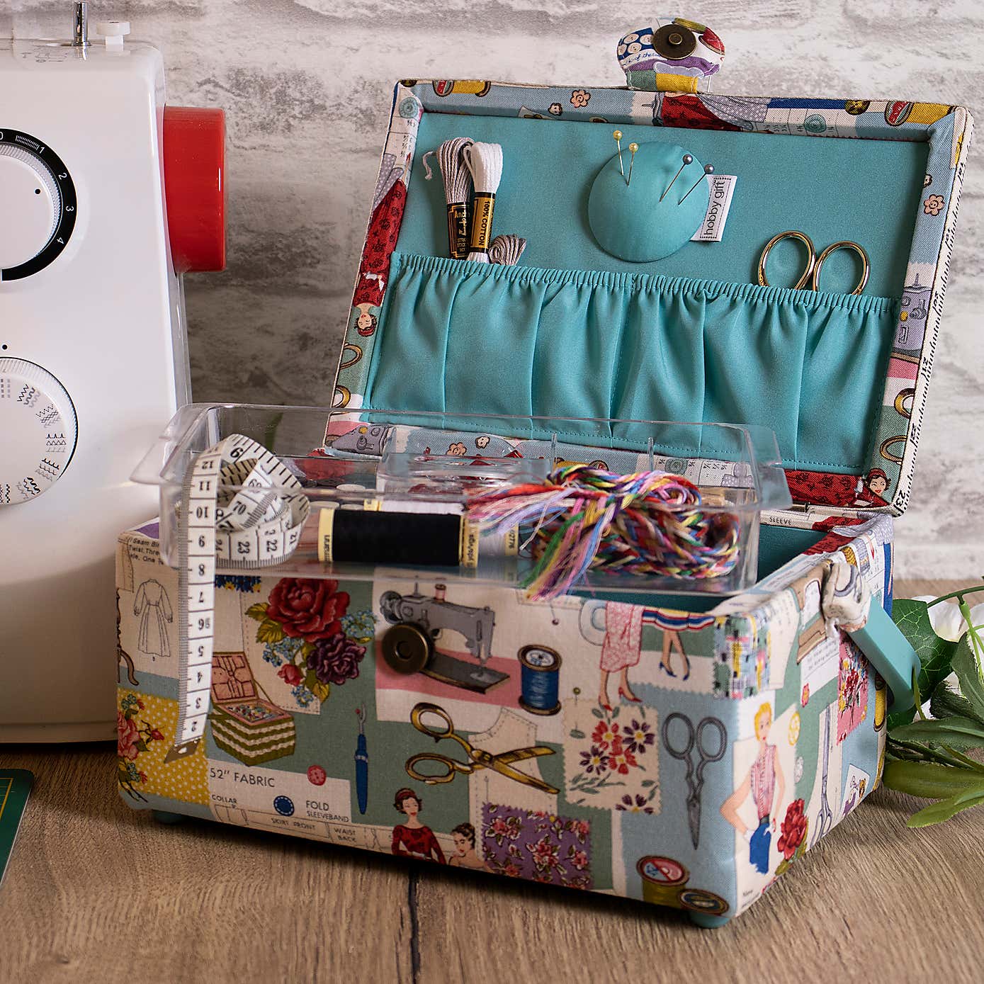 Hobby Gift Sew Retro Medium Sewing Box Multi