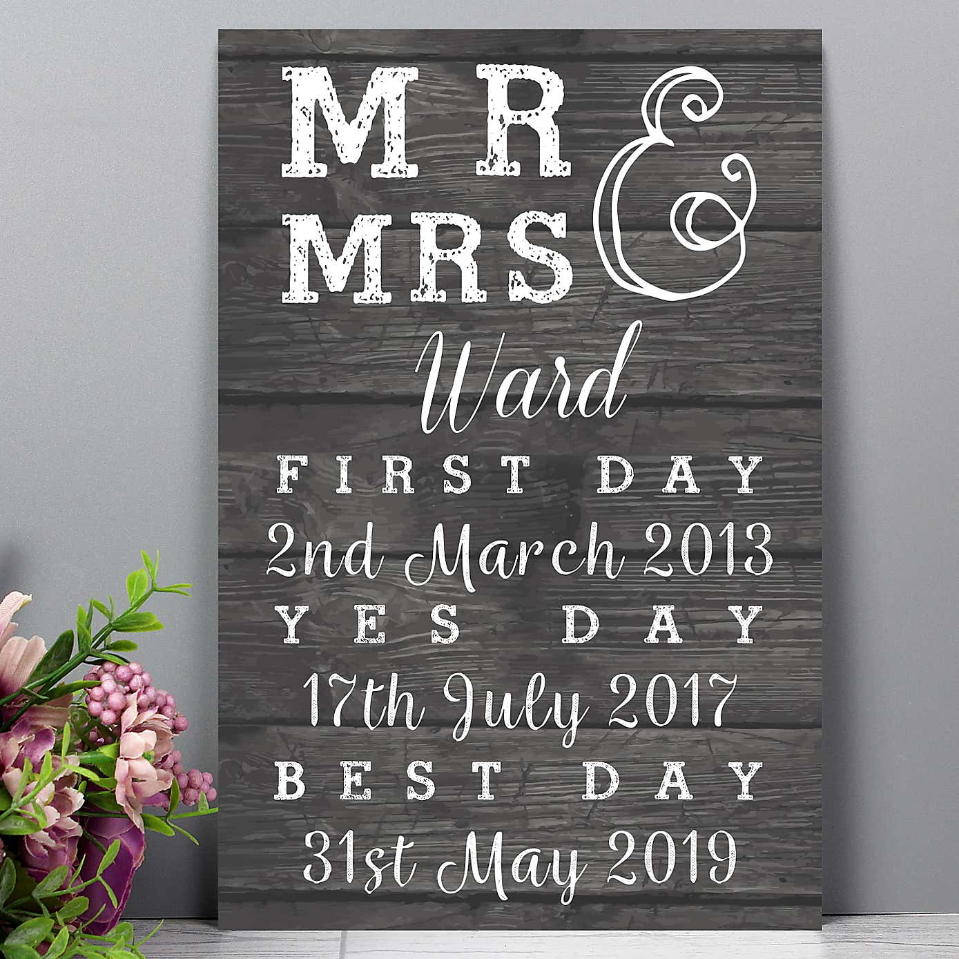 Personalised Mr and Mrs First Day Yes Day and Best Day Metal Sign
