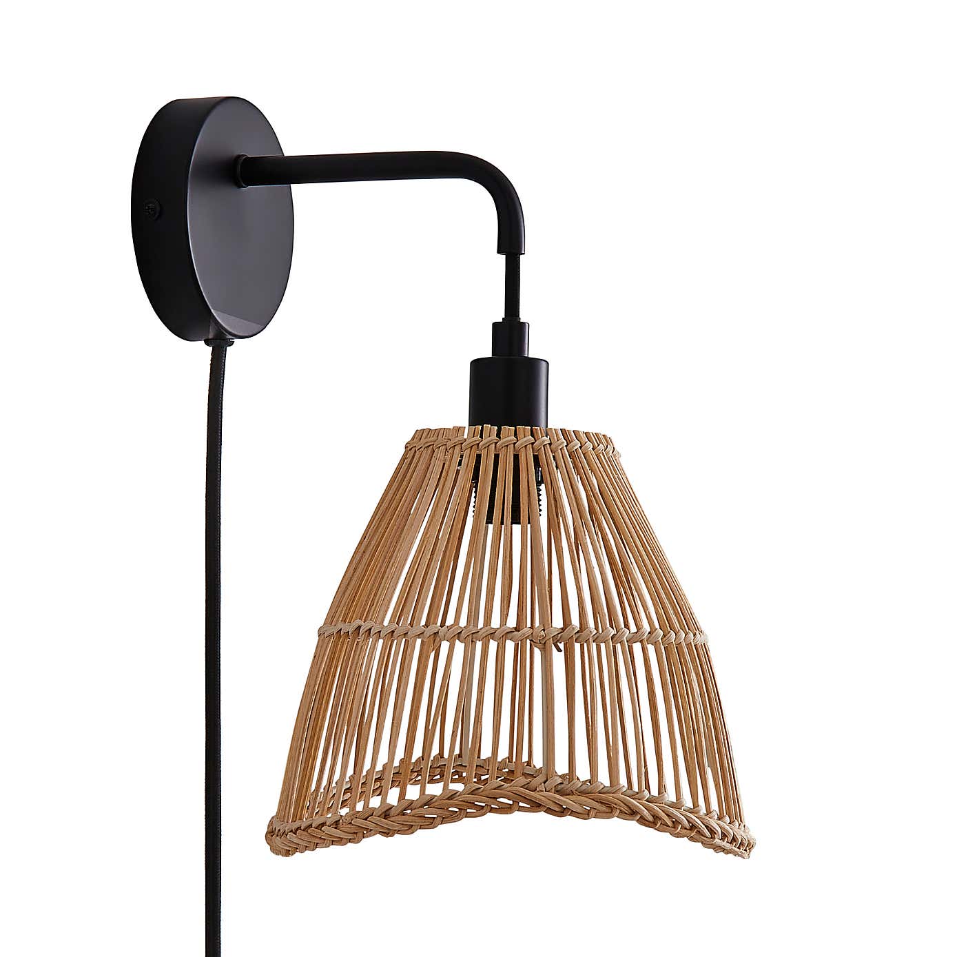 Elements Jaula Rattan Easy Fit Plug In Wall Light