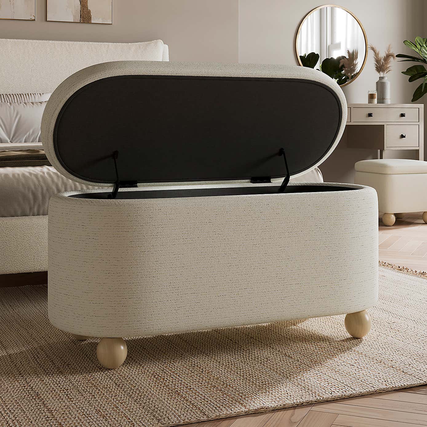 Nylah Boucle Fleck Storage Ottoman