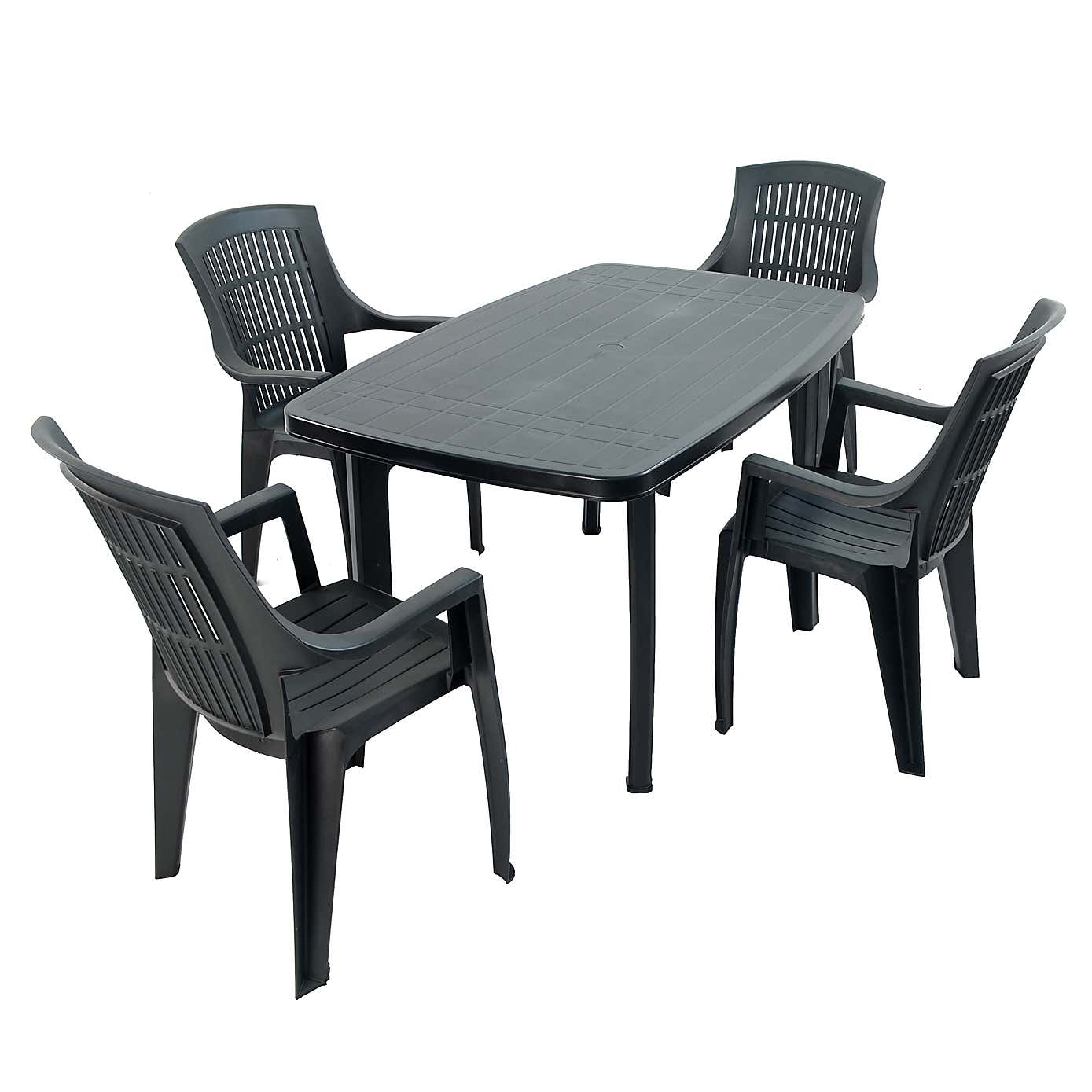 Trabella Aurora Rectangular Patio Table with 4 Bonnie Chairs