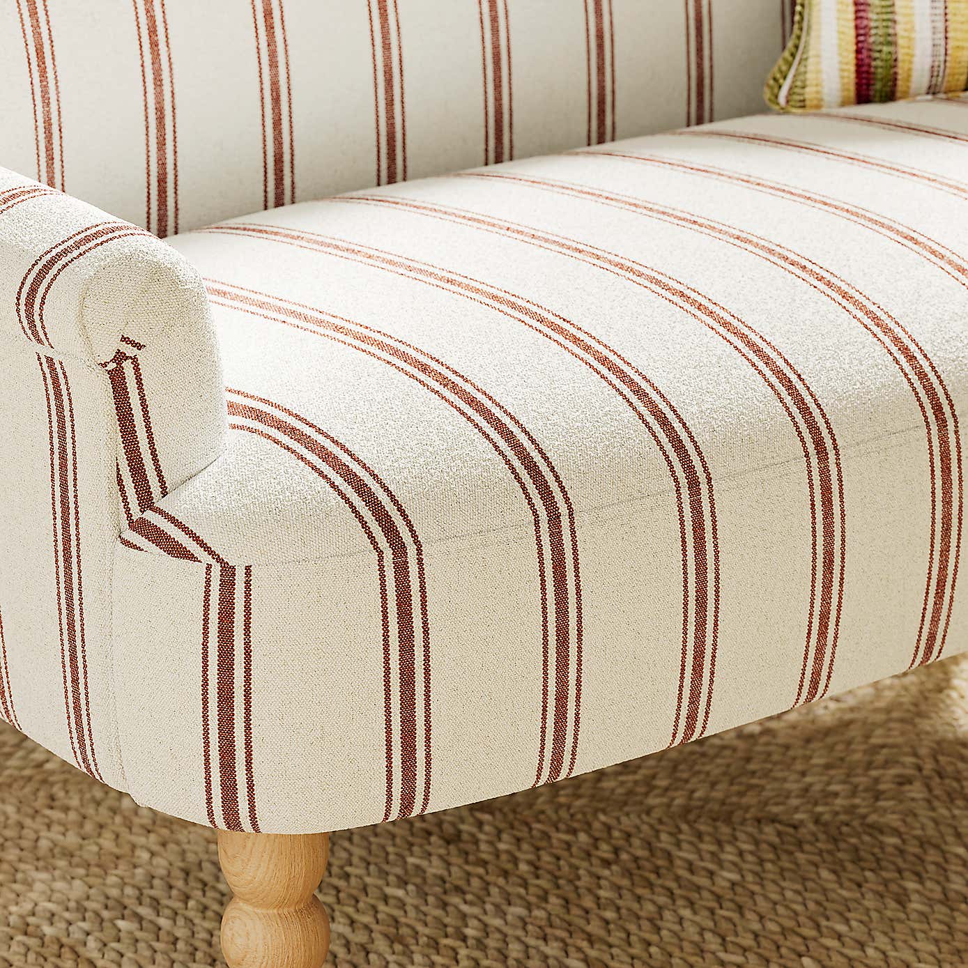 Petit Folkstone Stripe Terracotta 2 Seater Armchair
