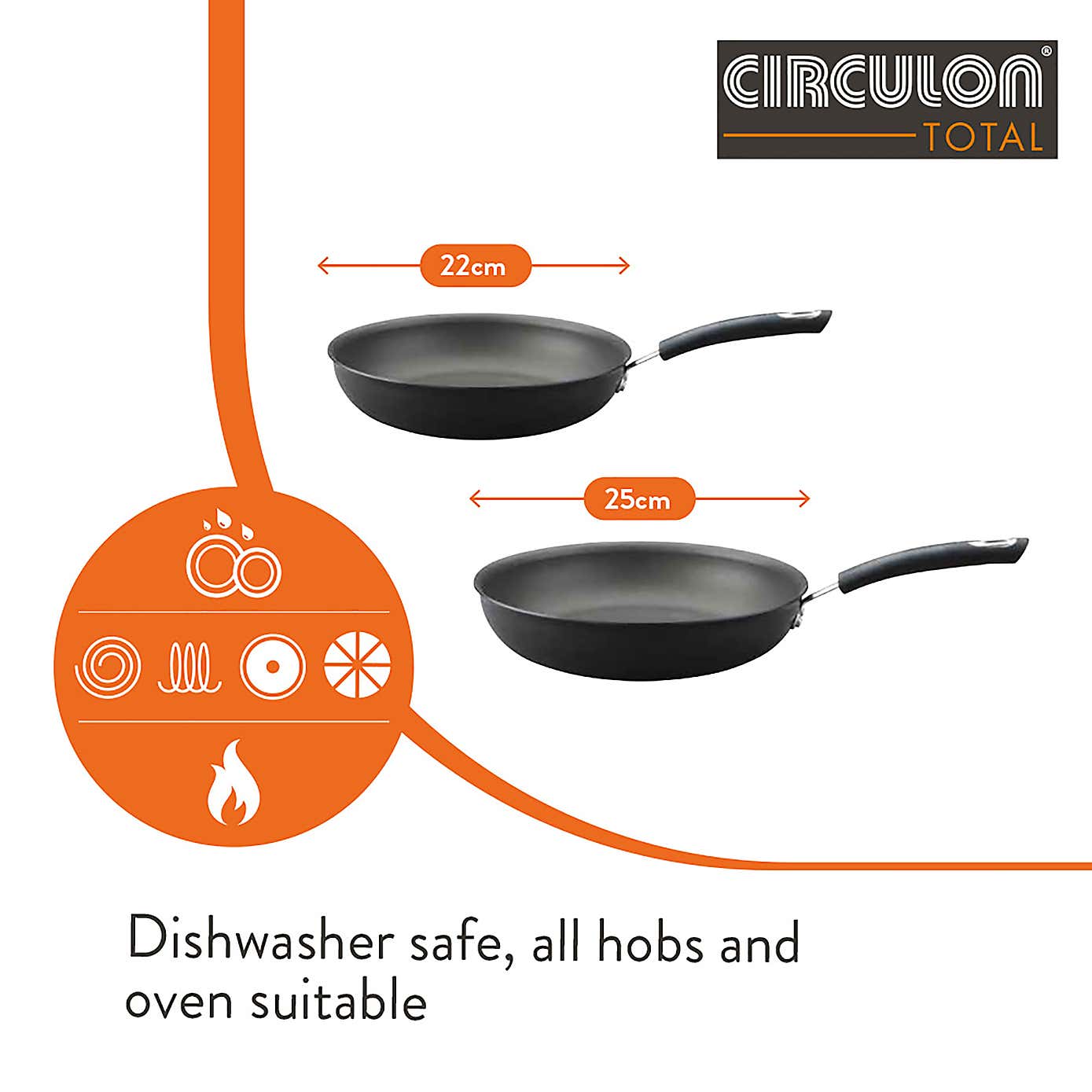 Circulon Total Non-stick Hard Anodised Aluminium Non-stick Induction 2 Piece Frying Pan Set