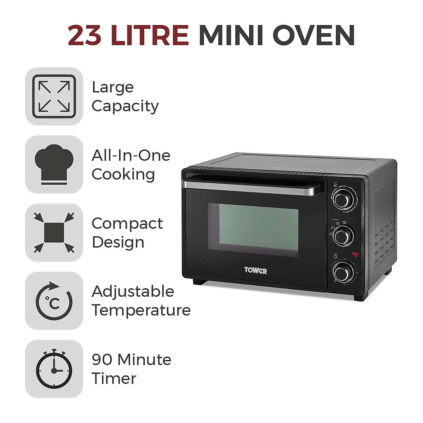 Tower 23L Black Mini Oven