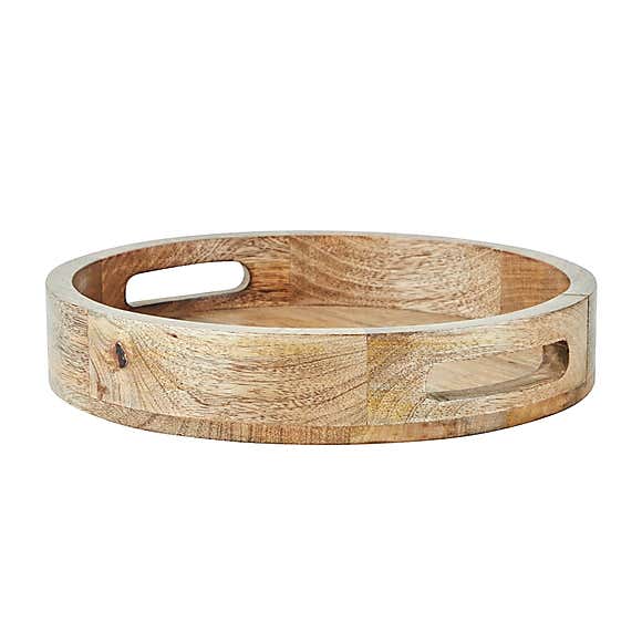 Round Mango Wood Decorative Tray