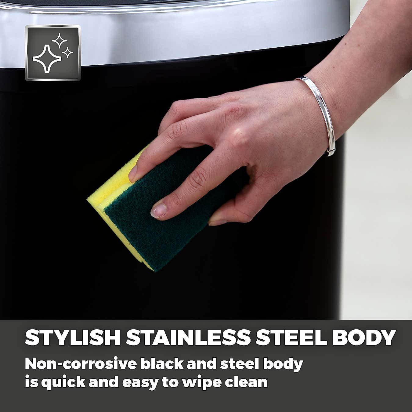 Tower 58 Litre Black Square Sensor Bin