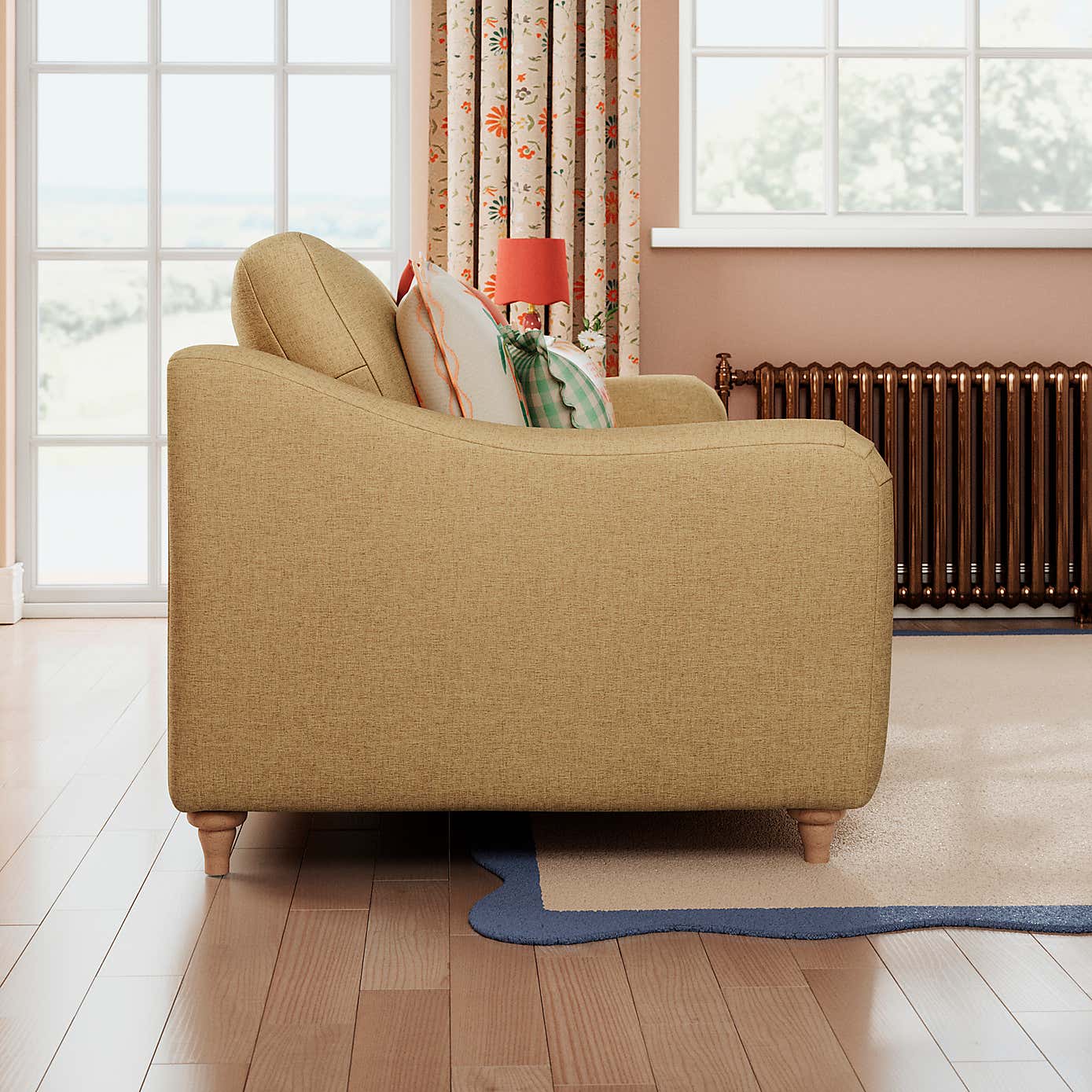 Hattie Slub Faux Linen 3 Seater Sofa