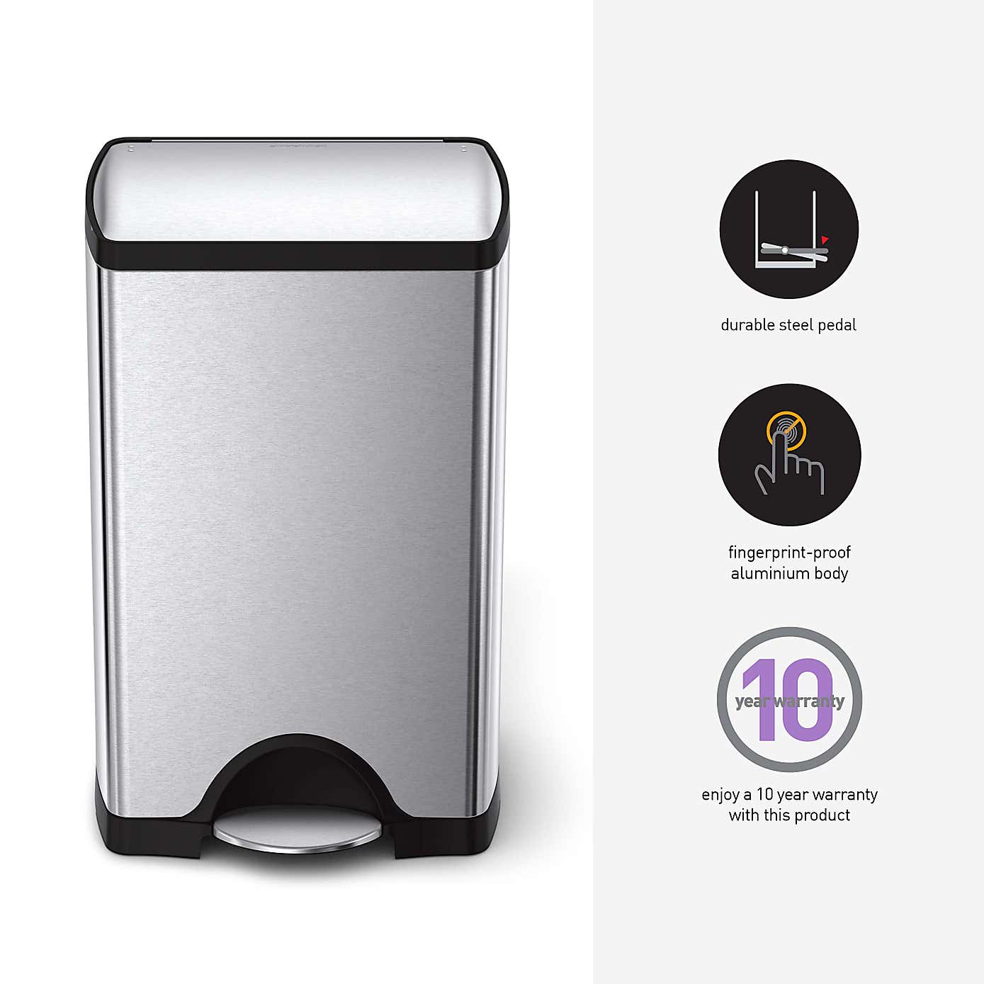 simplehuman 38 Litre Rectangular Pedal Bin