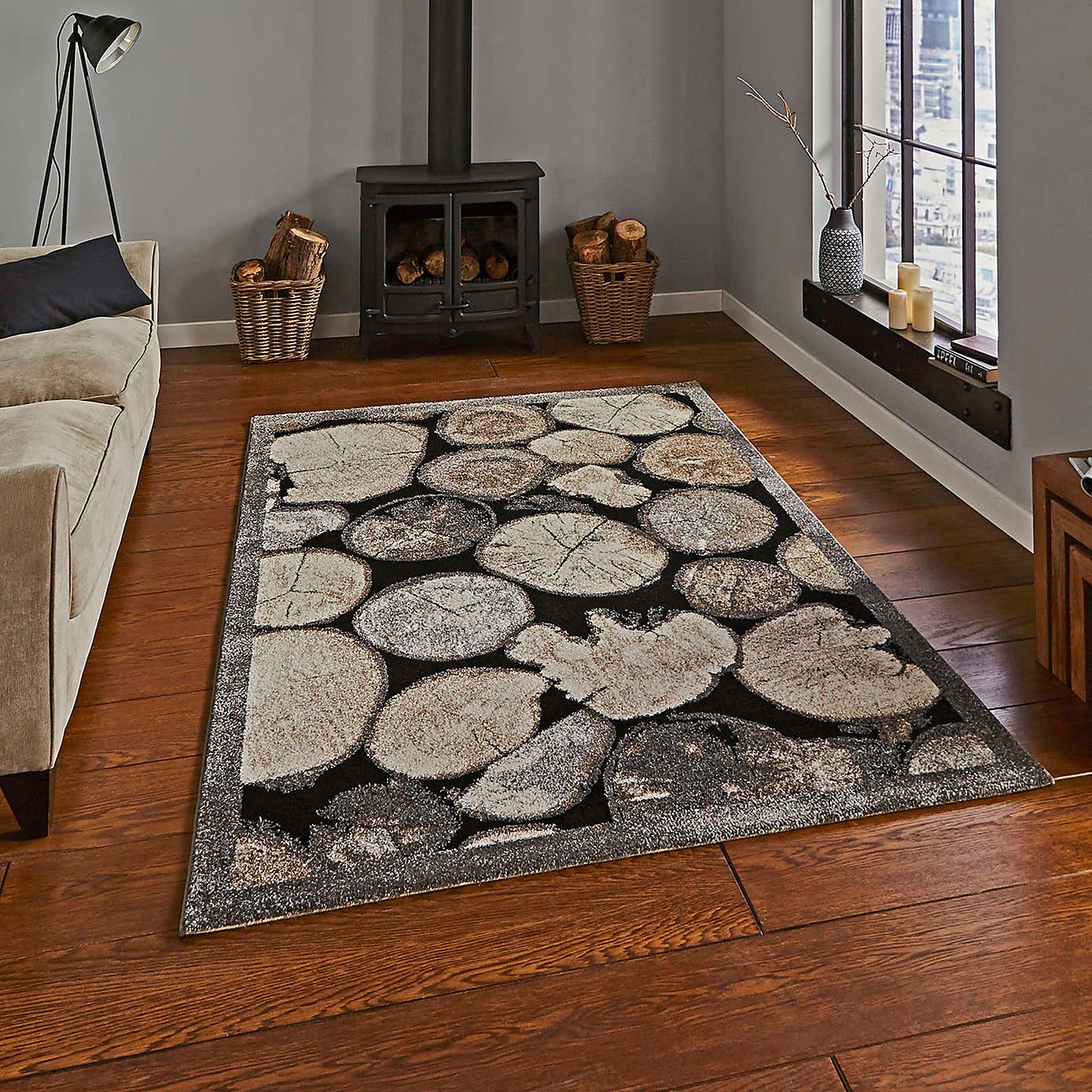 Cream and Grey Woodland 4626 Rug