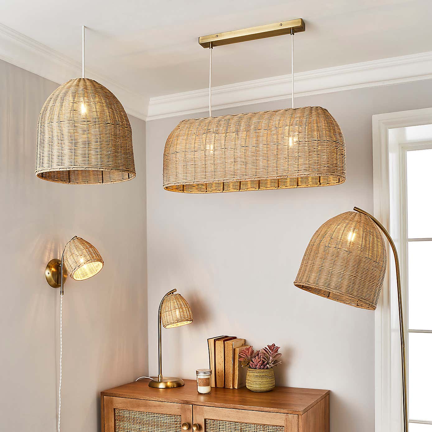 Churchgate Cotes Rattan Floor Lamp