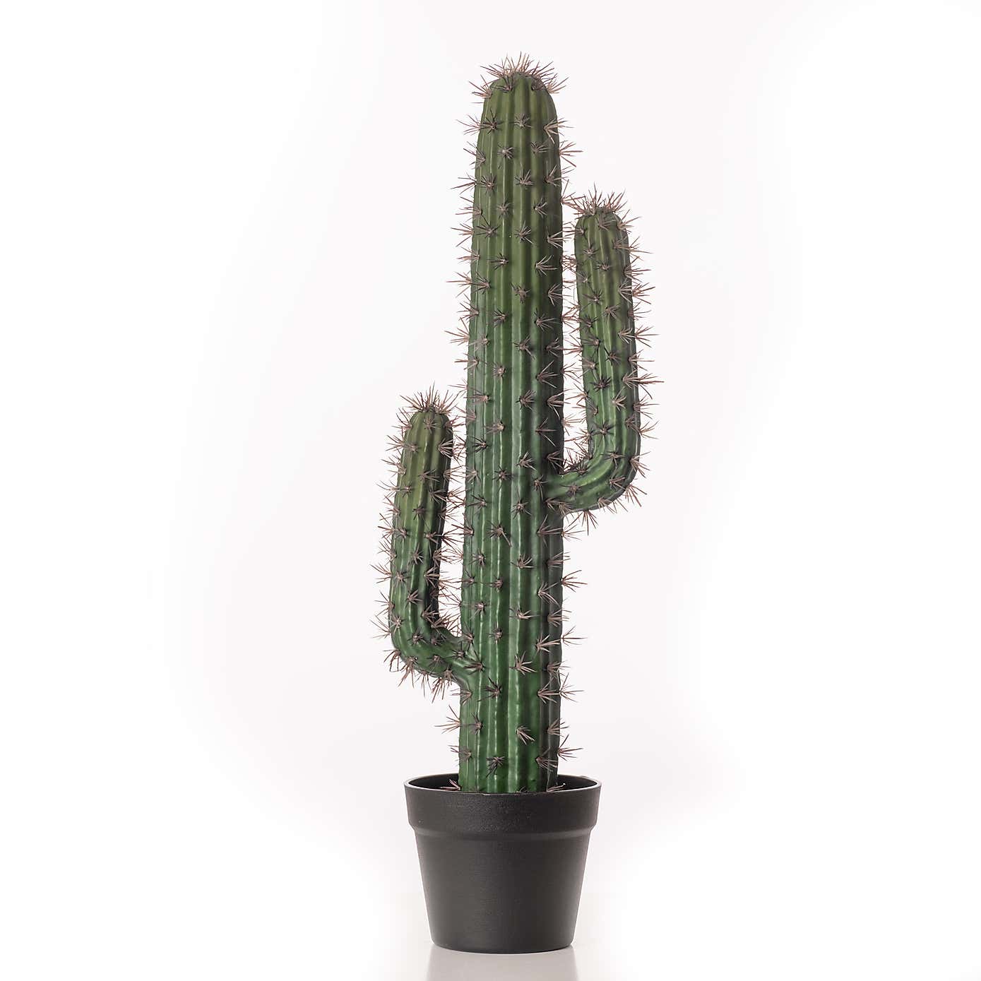 Artificial Cactus in Black Plastic Plant Pot