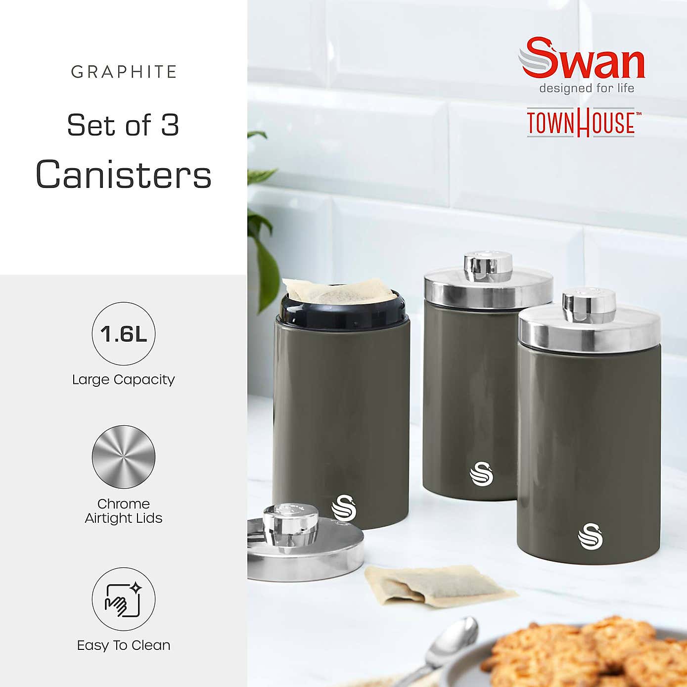 Swan Townhouse Set of 3 Canisters