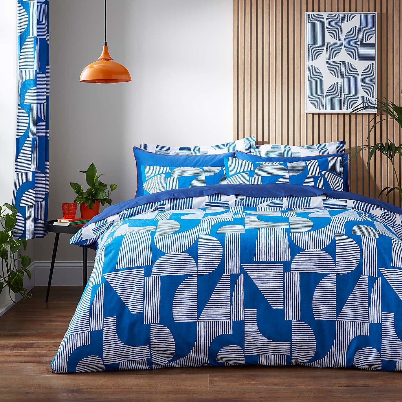 Elements Ezra Blue Cotton Duvet Cover and Pillowcase Set