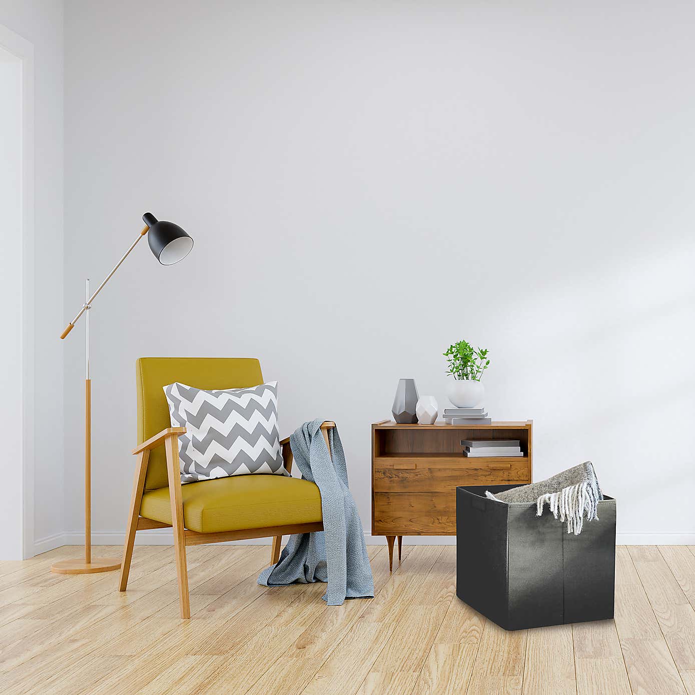 Set of 3 Grey Foldable Storage Boxes