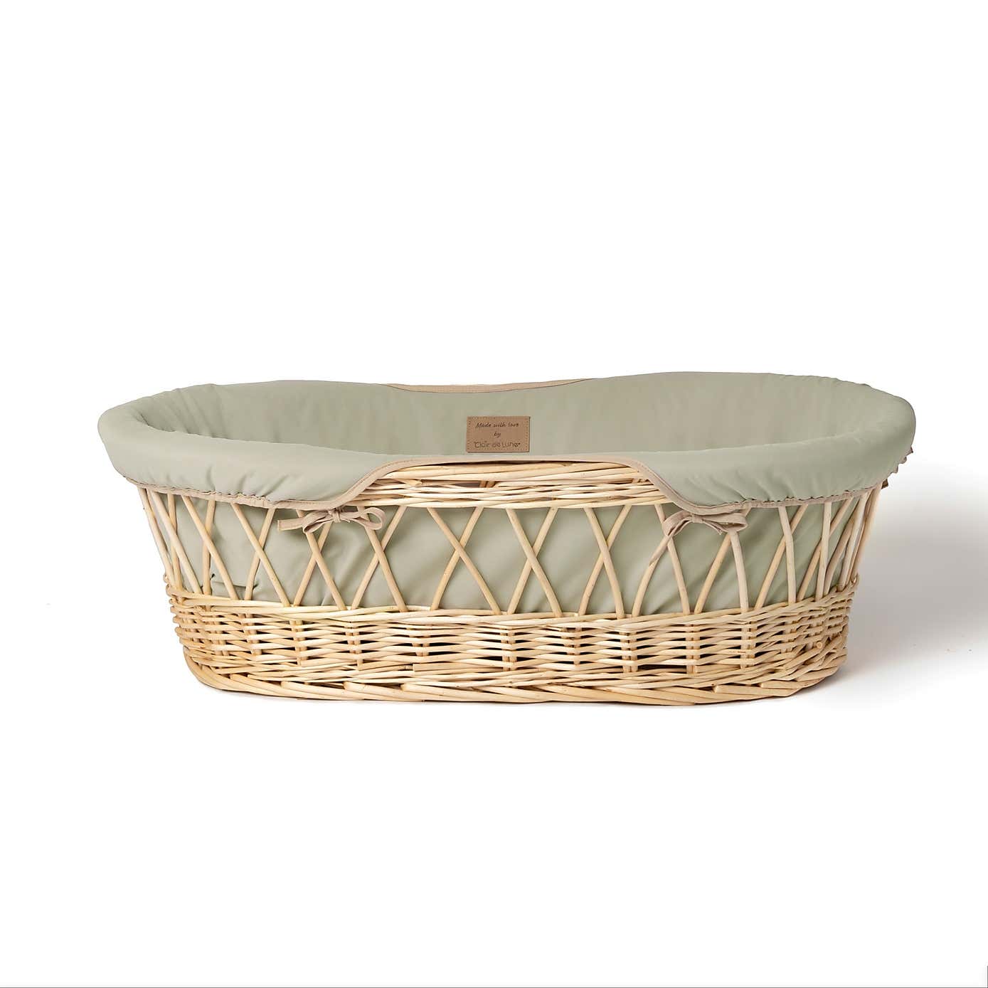 Clair de Lune Organic Wicker Moses Basket With Natural Rocking Stand