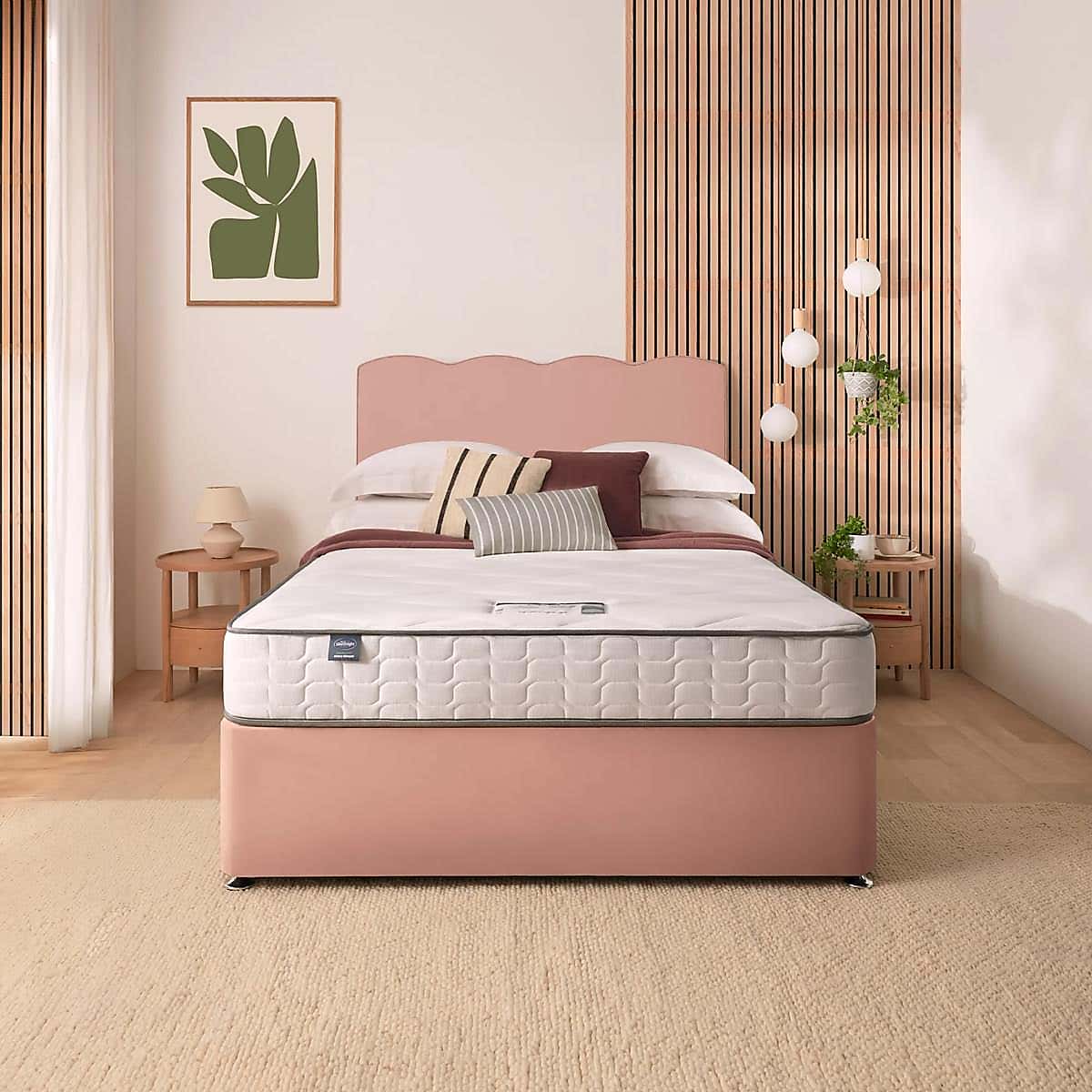 Silentnight 2 Drawer Divan Bed With Velvet Wave Headboard