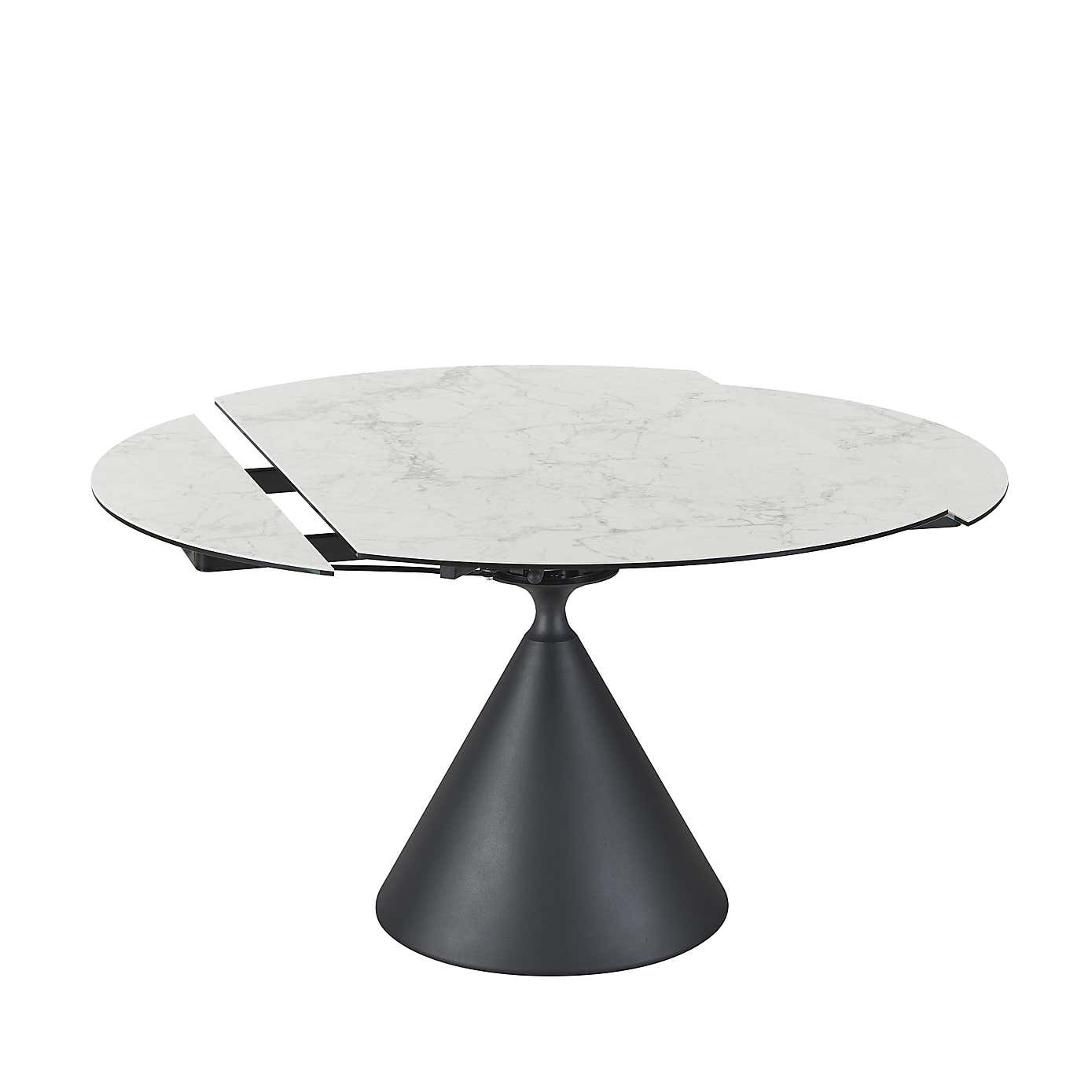 Indus Valley Camden 4-6 Seater Conical Extendable Dining Table With 6 Aura Dining Chairs