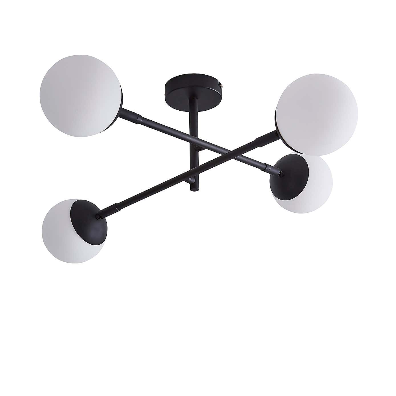 Tela Bathroom 4Lt Ceiling Fitting Black