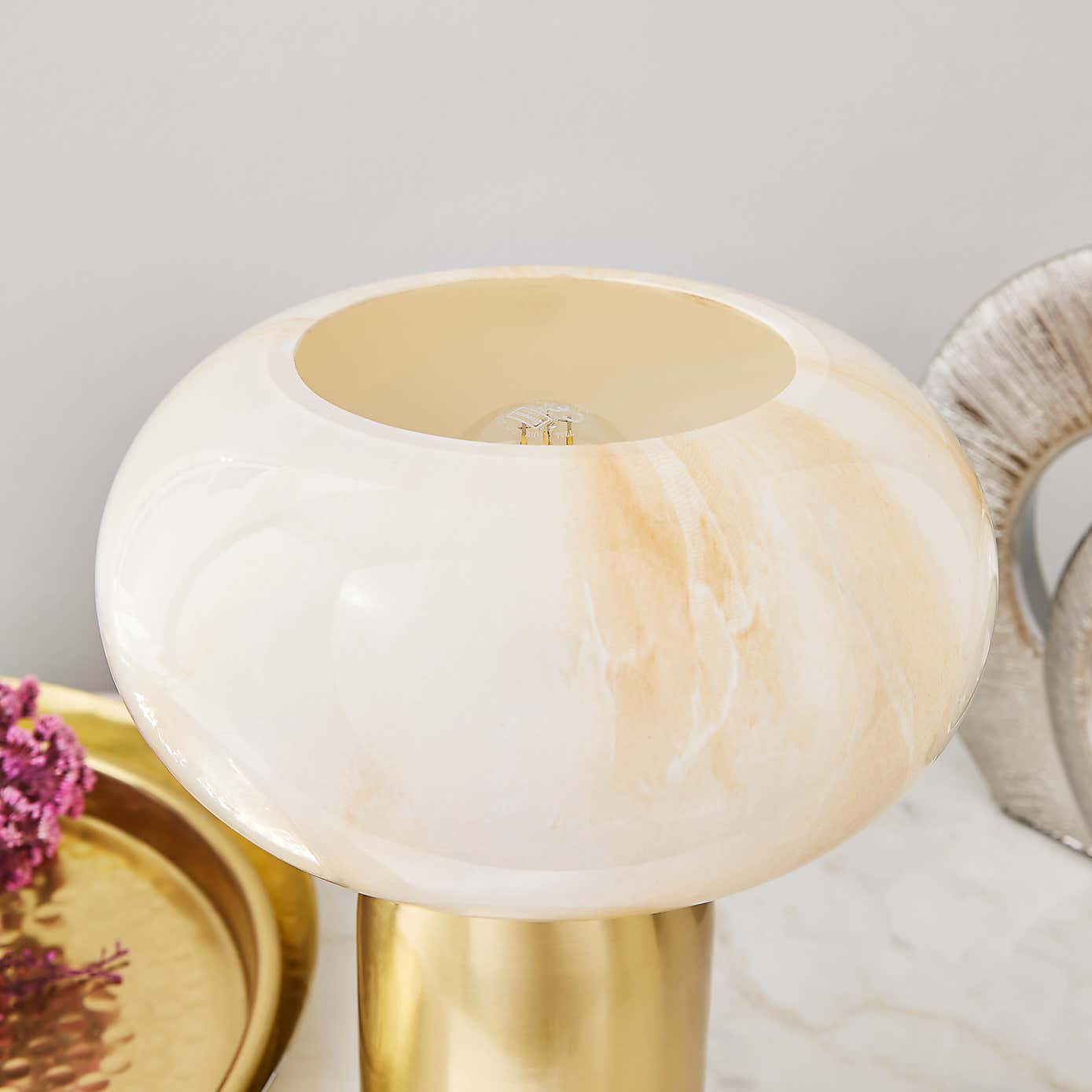 Lacey Alabaster Metal Touch Table Lamp
