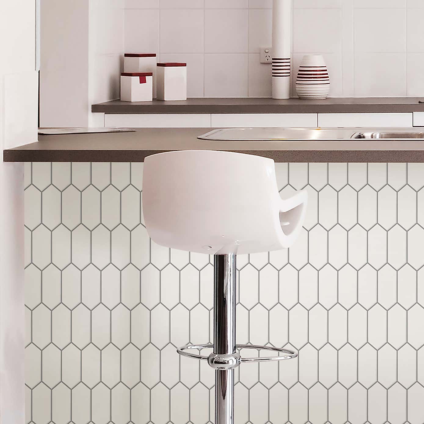 InHome Self Adhesive Backsplash White Tiles