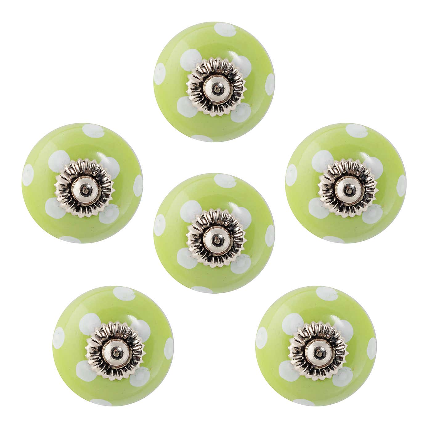 Pack of 6 Nicola Spring Spotted Round Drawer Knobs