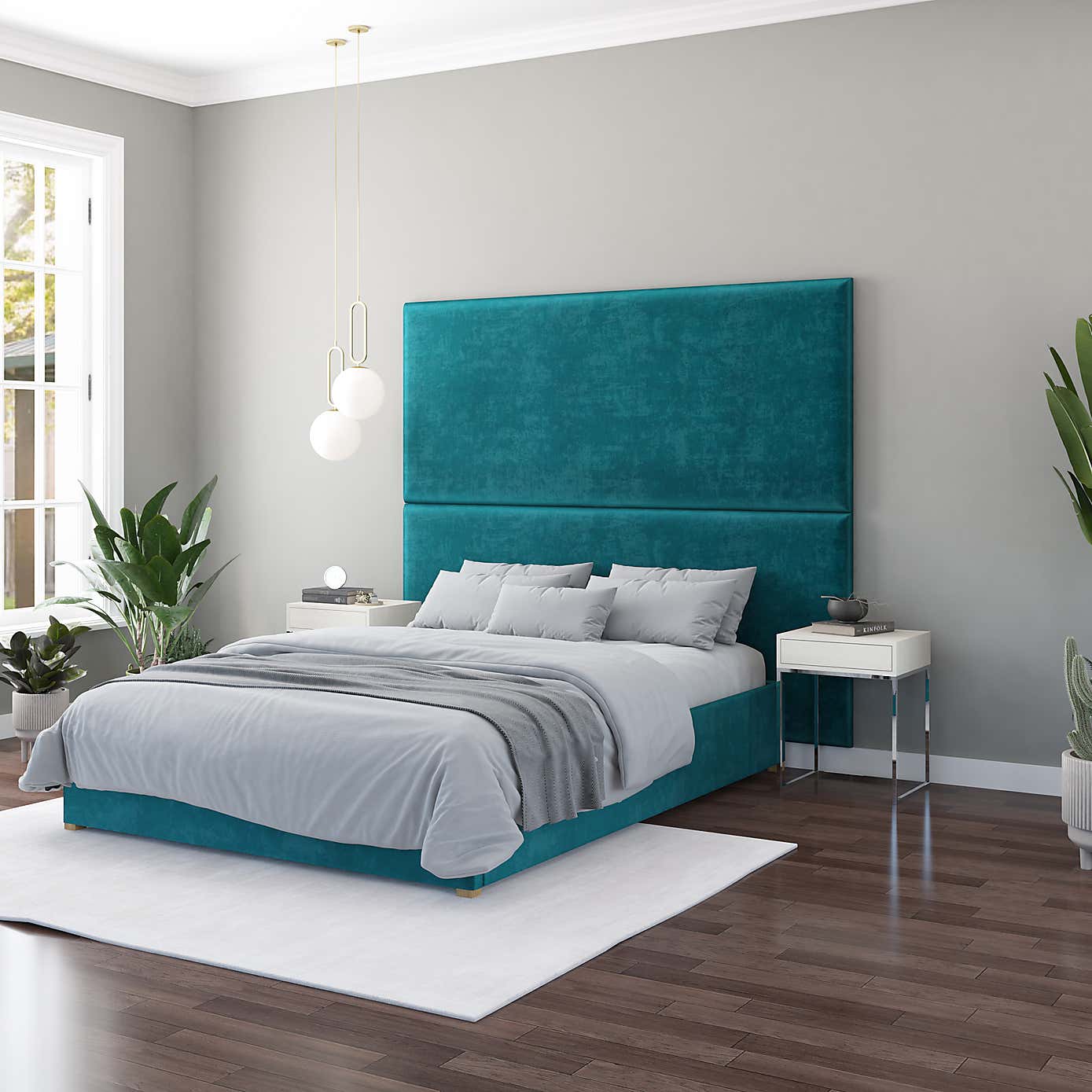 Hanging Wall Panel Dual Mount Plush Velvet Headboard