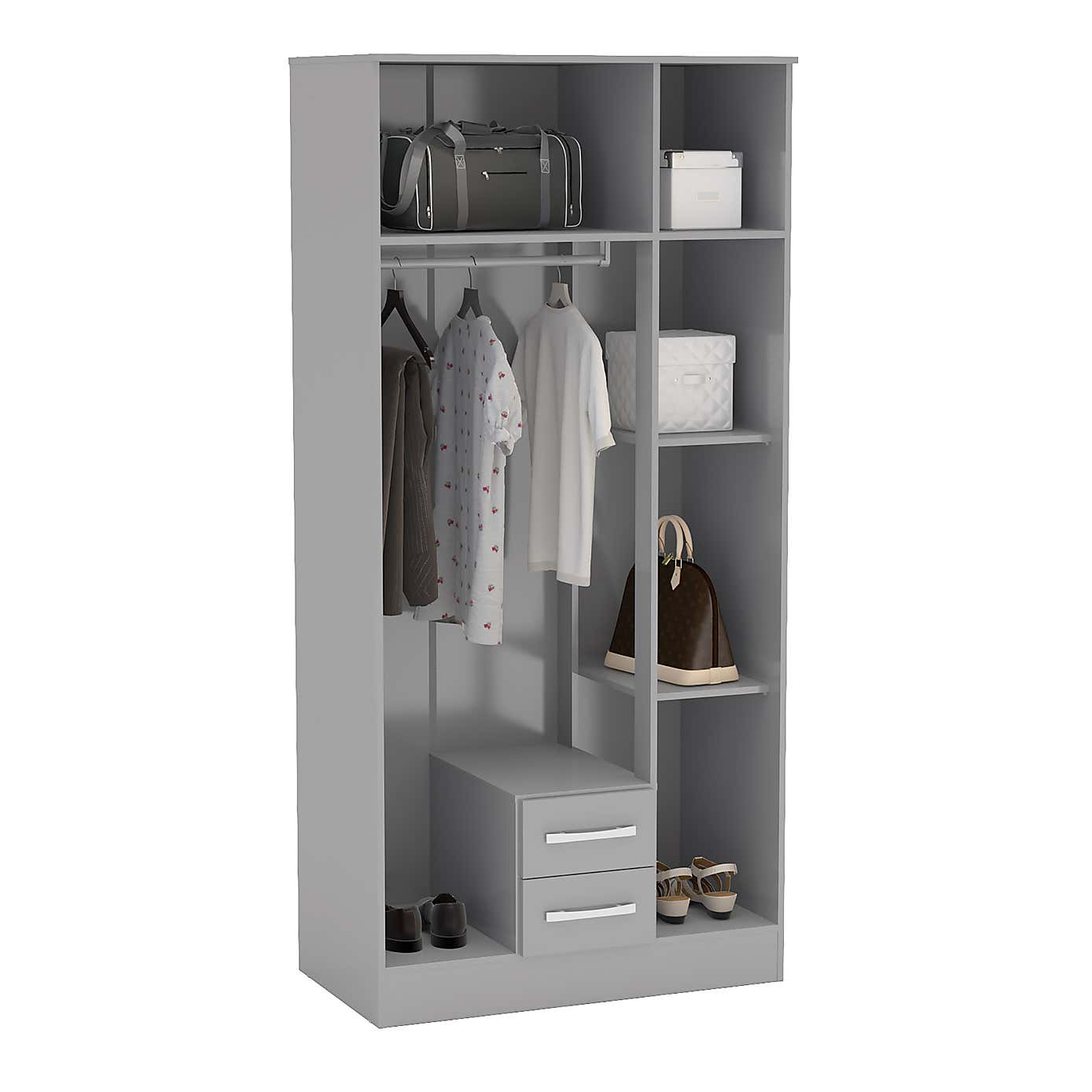 Lynx Grey Triple Mirrored Wardrobe