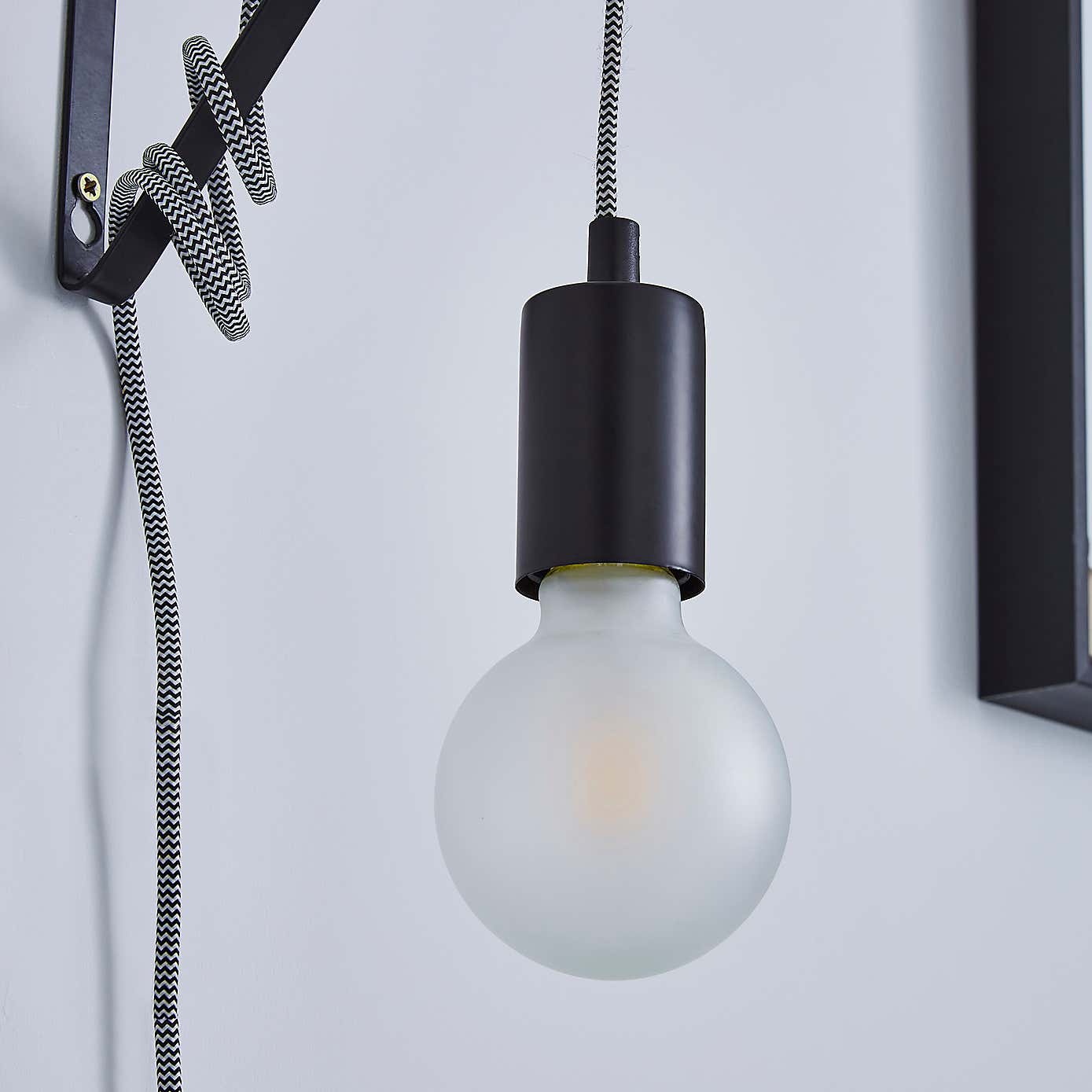 Set of 2 Bradford Plug in Flex Wall Lights, Matt Black