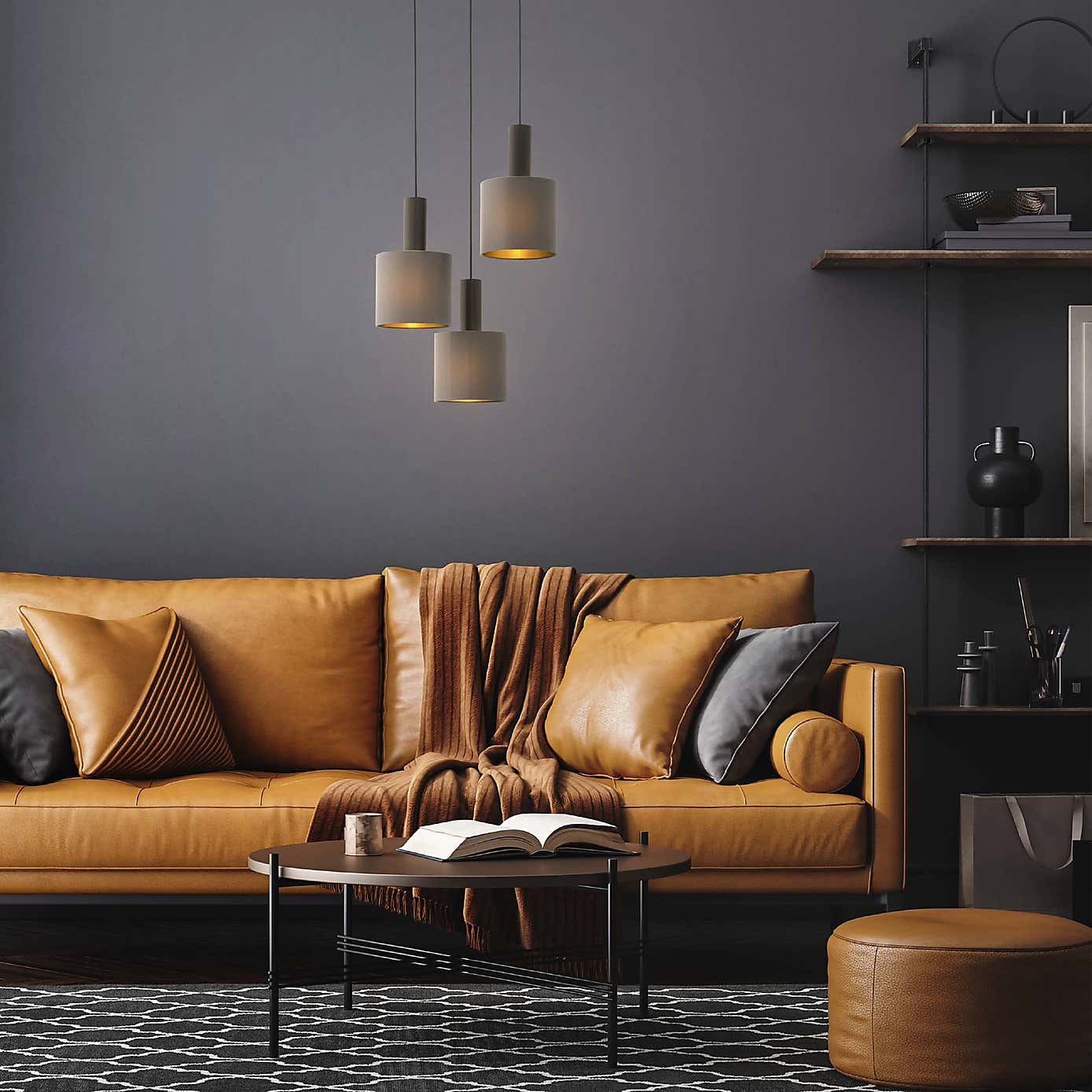 EGLO Concessa Steel & Fabric Cluster Pendant Light