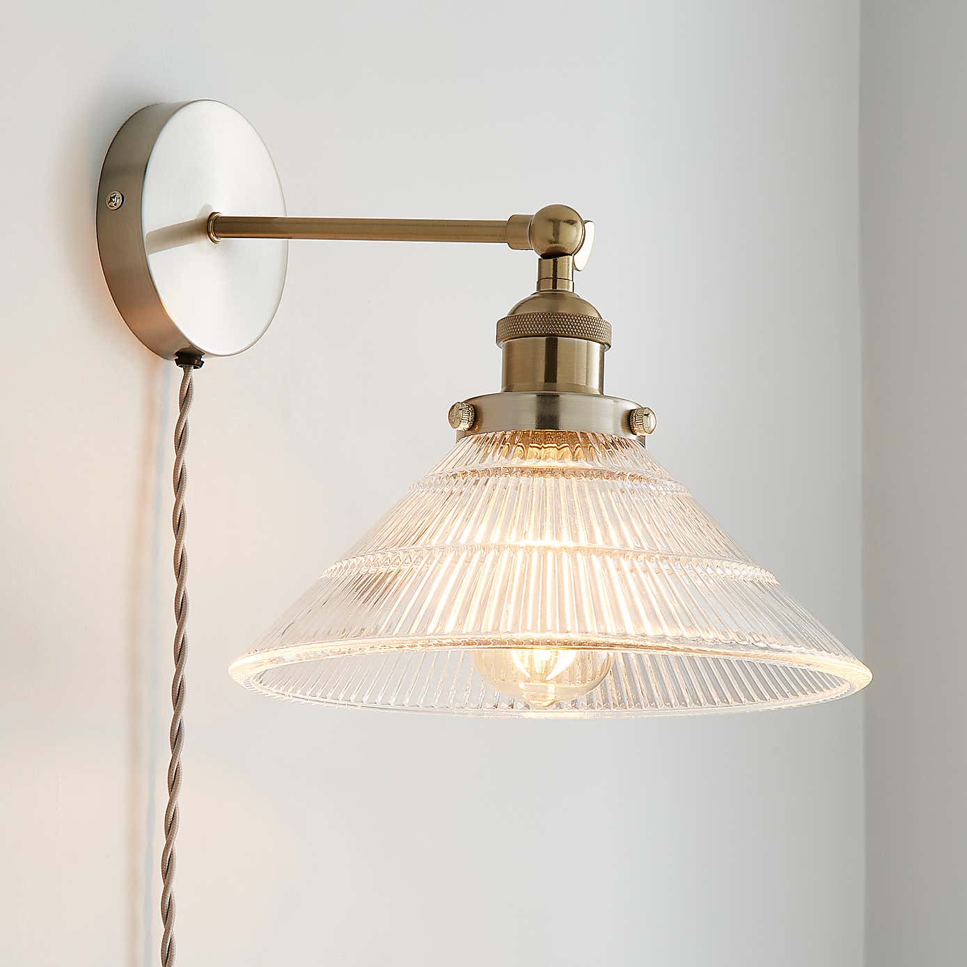 Logan Glass Plug In Easy Fit Wall Light