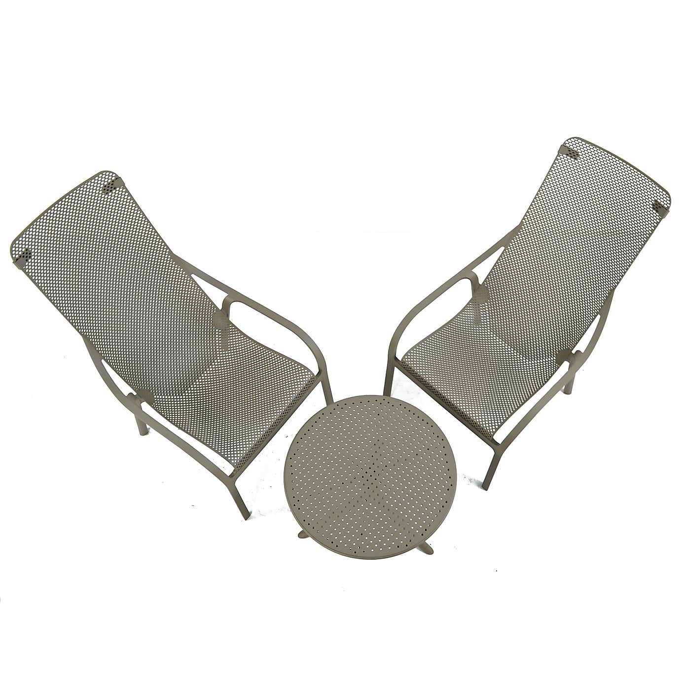 Nardi Step Low Round Table with 2 Net Lounge Chairs