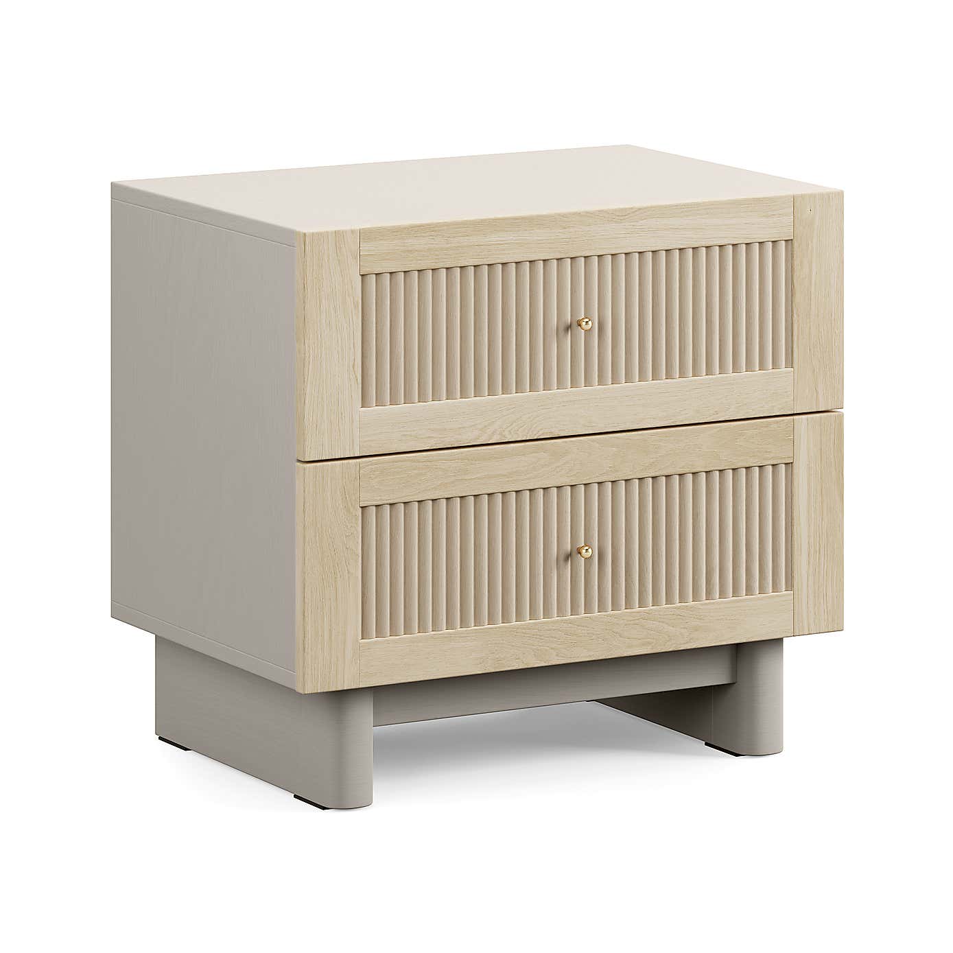 Maeva 2 Drawer Wide Bedside Table, Light Oak Effect