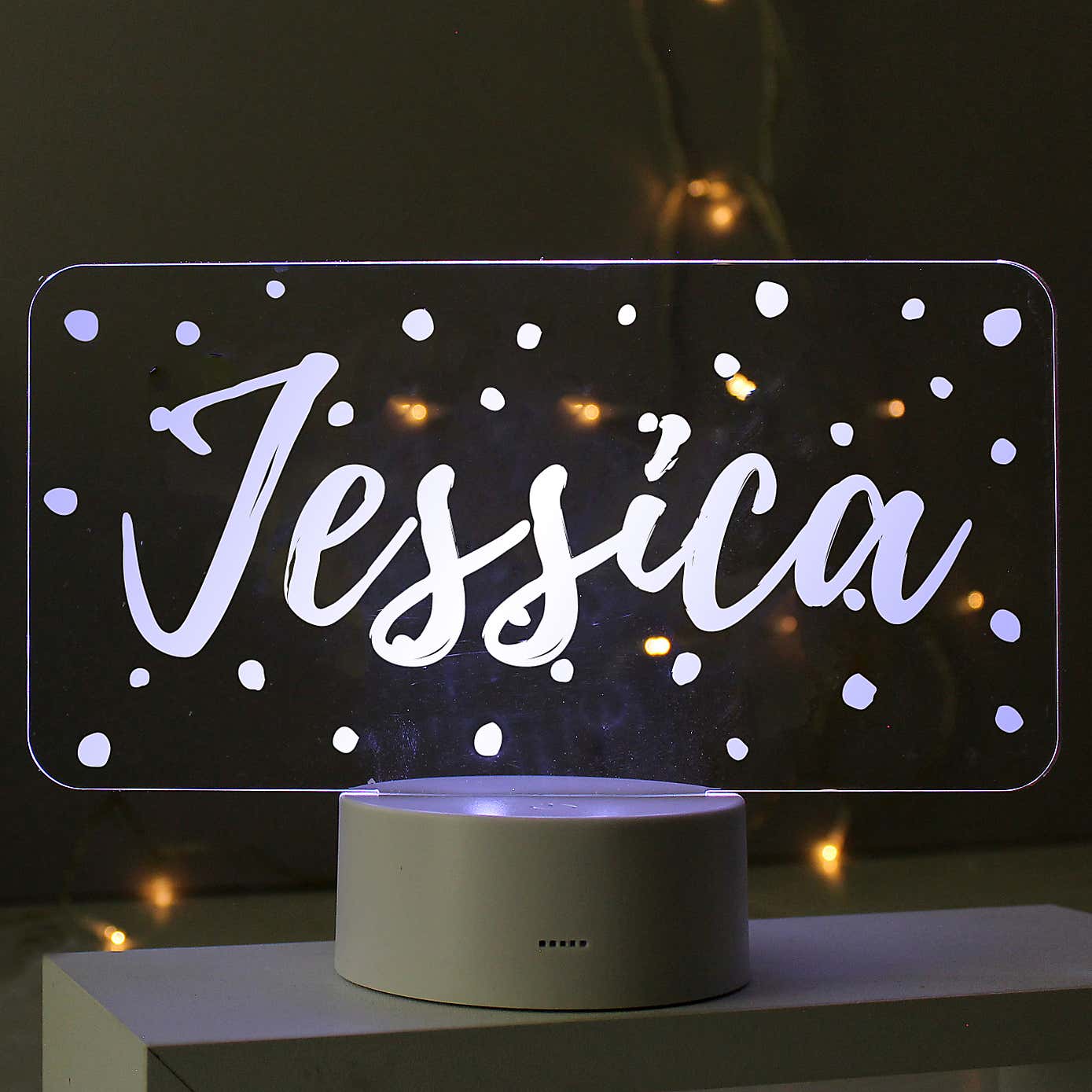 Personalised Polka Dot Name Colour Changing Night LED Light