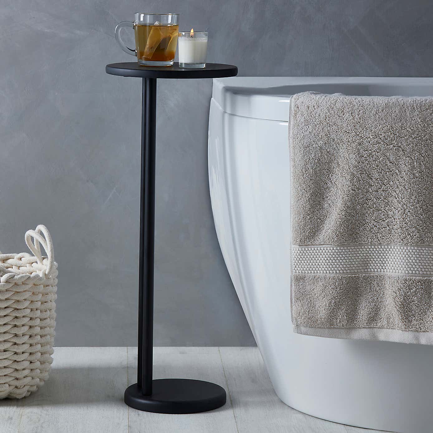 Elements Matt Black Bath Side Table