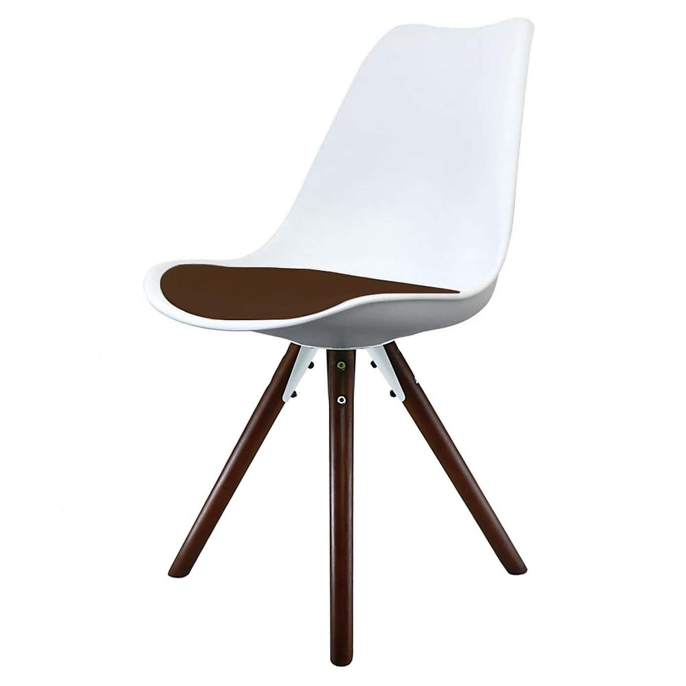 Fusion Living Soho White Plastic Dining Chair with Pyramid Legs