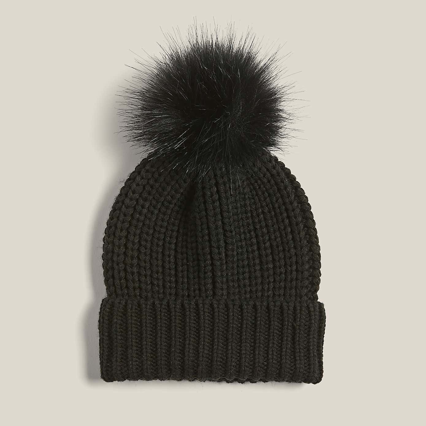 Knitted Hat with Pompom
